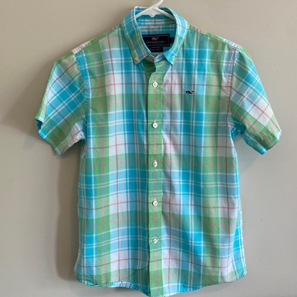 Kids Vineyard Vines Button Down Shirt Small (8-10) Whale Shirt Plaid - Picture 1 of 5
